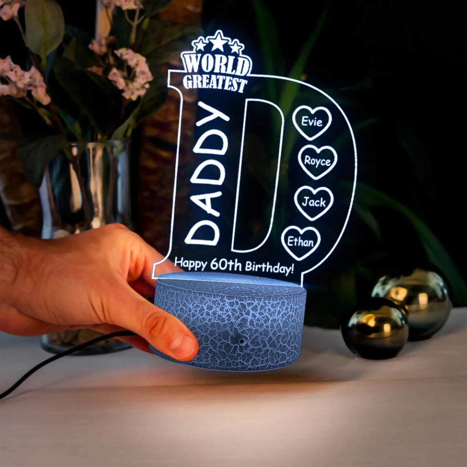 World Greatest Dad Custom 3D Light 60th Birthday Gift For Dad