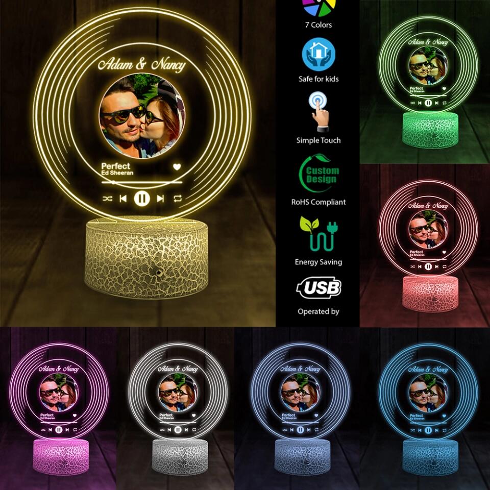 Vinyl Song Customized 3D Printed Night Light Anniversary Gift