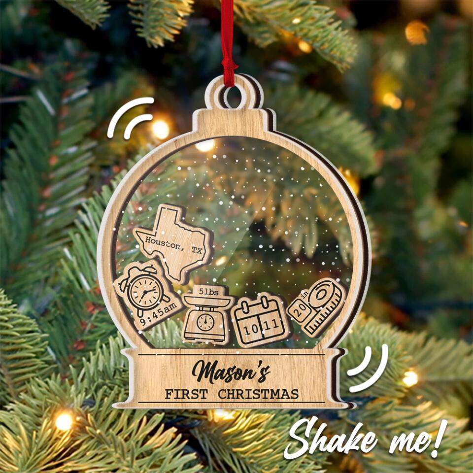 Baby's Name First Christmas - Personalized Ornament - New Baby Gift