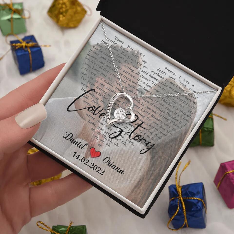 Personalized Valentine Gifts - Love Story - Custom Lyrics Song - Personalized Necklace - Gift For Her