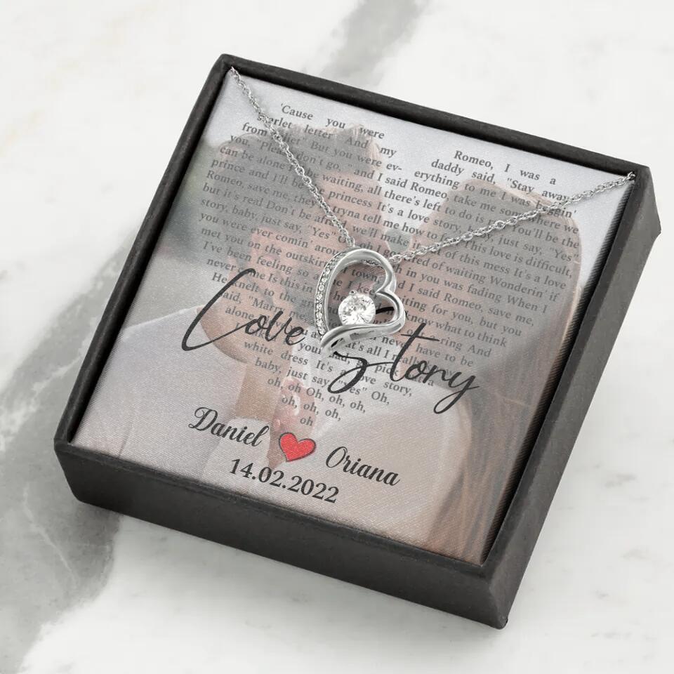 Personalized Valentine Gifts - Love Story - Custom Lyrics Song - Personalized Necklace - Gift For Her