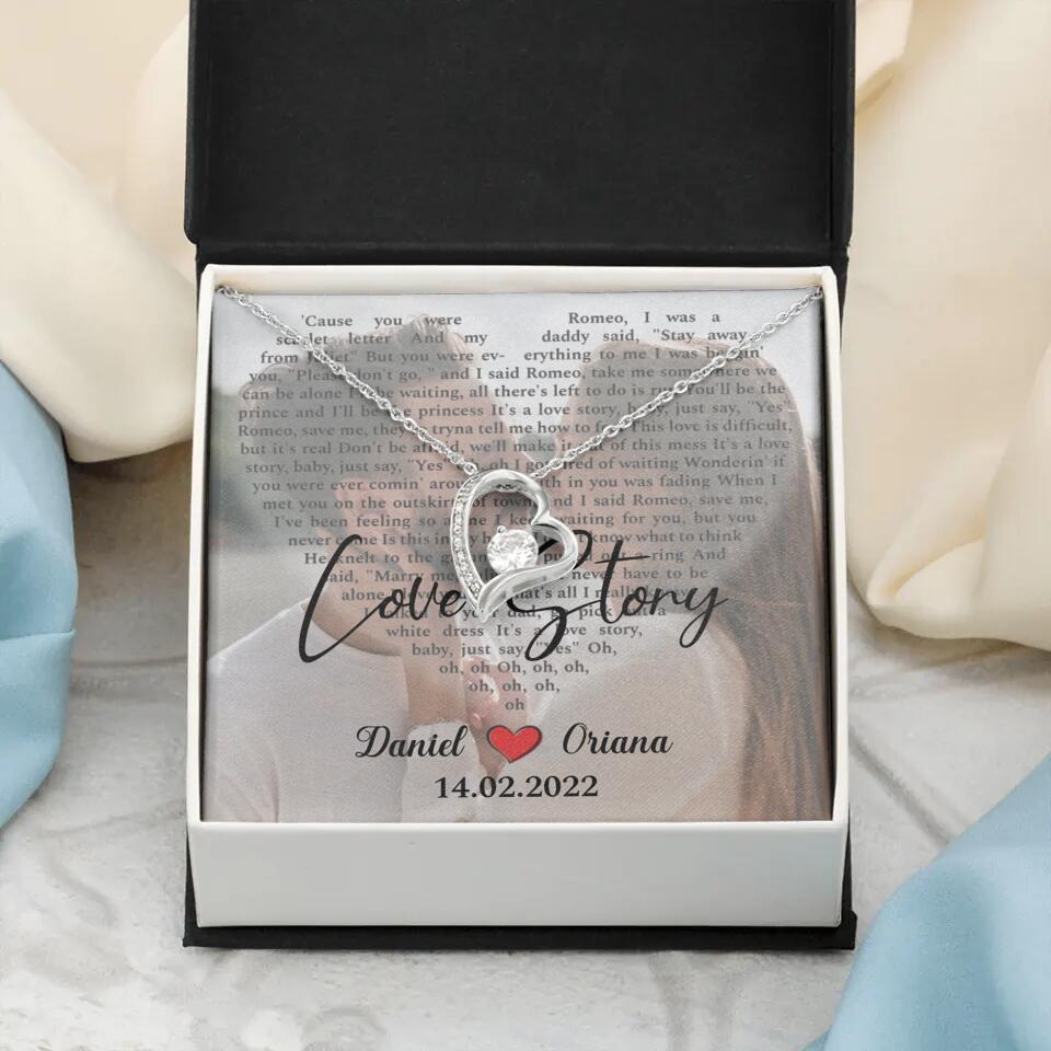 Personalized Valentine Gifts - Love Story - Custom Lyrics Song - Personalized Necklace - Gift For Her