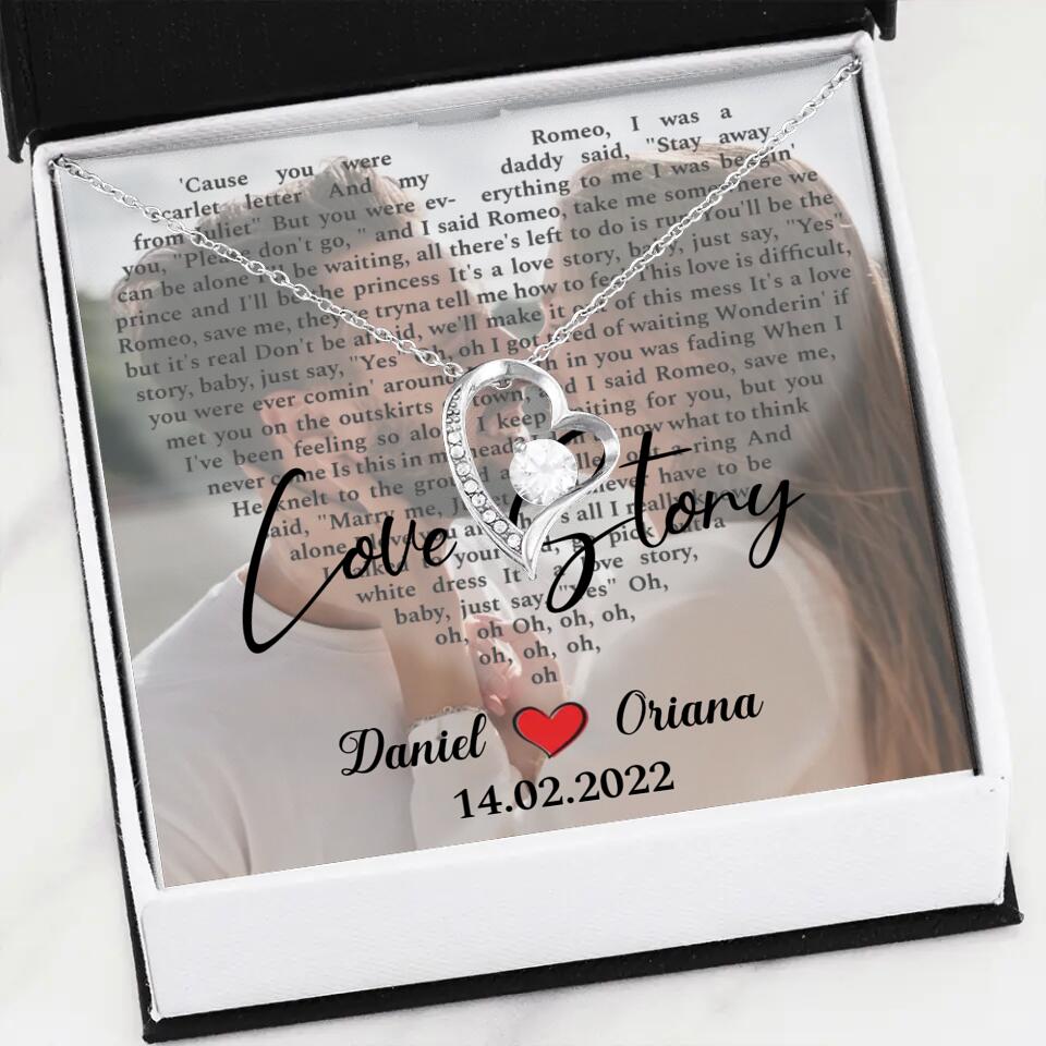 Personalized Valentine Gifts - Love Story - Custom Lyrics Song - Personalized Necklace - Gift For Her