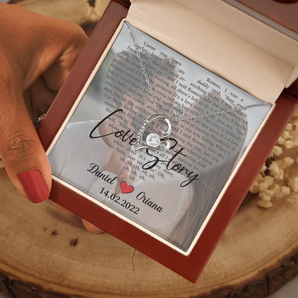Personalized Valentine Gifts - Love Story - Custom Lyrics Song - Personalized Necklace - Gift For Her