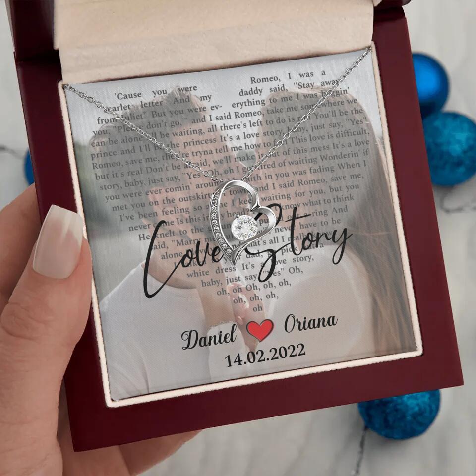Personalized Valentine Gifts - Love Story - Custom Lyrics Song - Personalized Necklace - Gift For Her