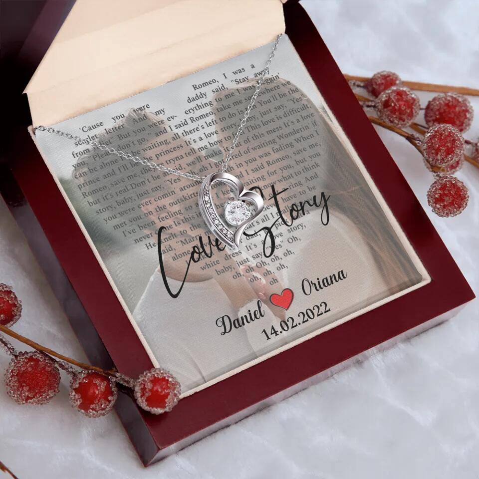 Personalized Valentine Gifts - Love Story - Custom Lyrics Song - Personalized Necklace - Gift For Her