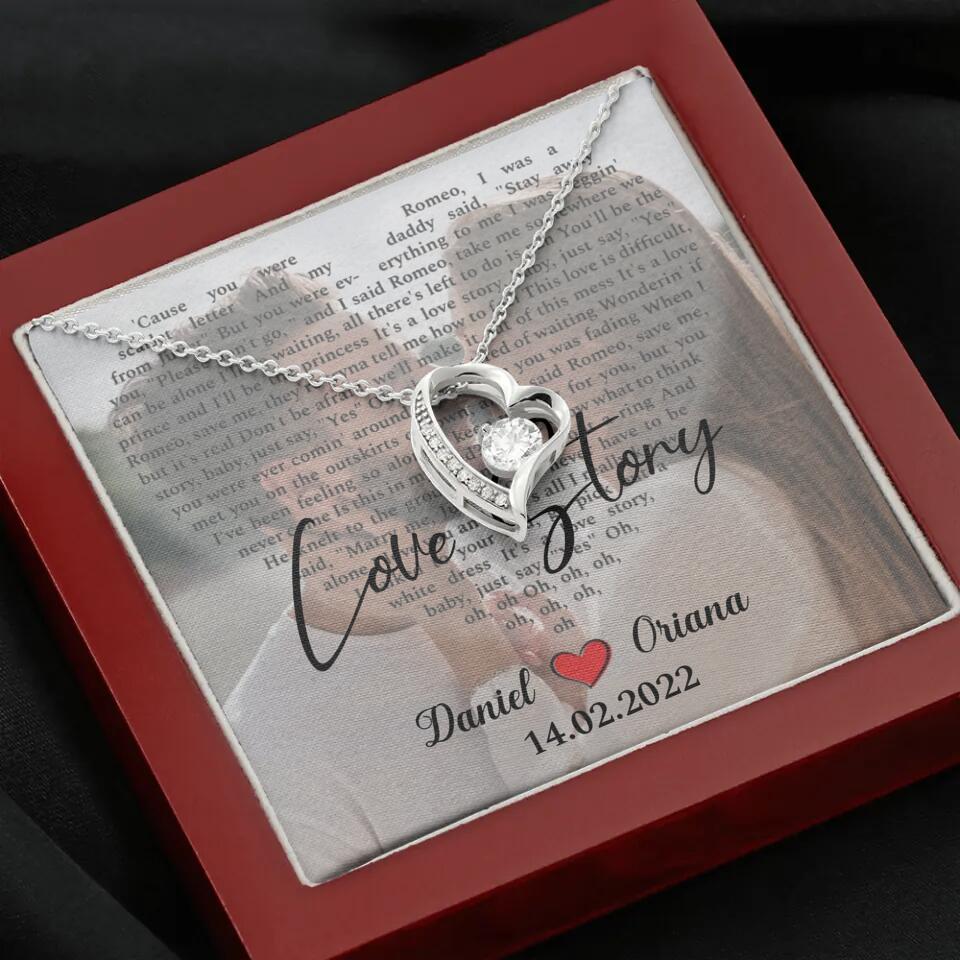 Personalized Valentine Gifts - Love Story - Custom Lyrics Song - Personalized Necklace - Gift For Her