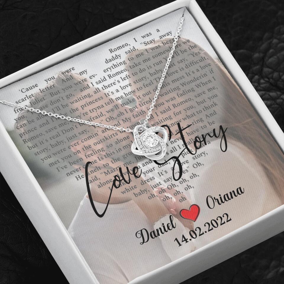 Personalized Valentine Gifts - Love Story - Custom Lyrics Song - Personalized Necklace - Gift For Her