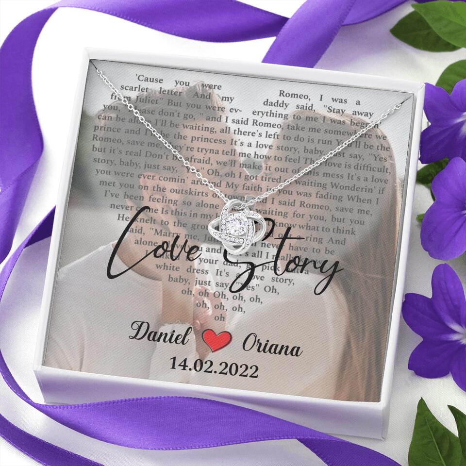 Personalized Valentine Gifts - Love Story - Custom Lyrics Song - Personalized Necklace - Gift For Her