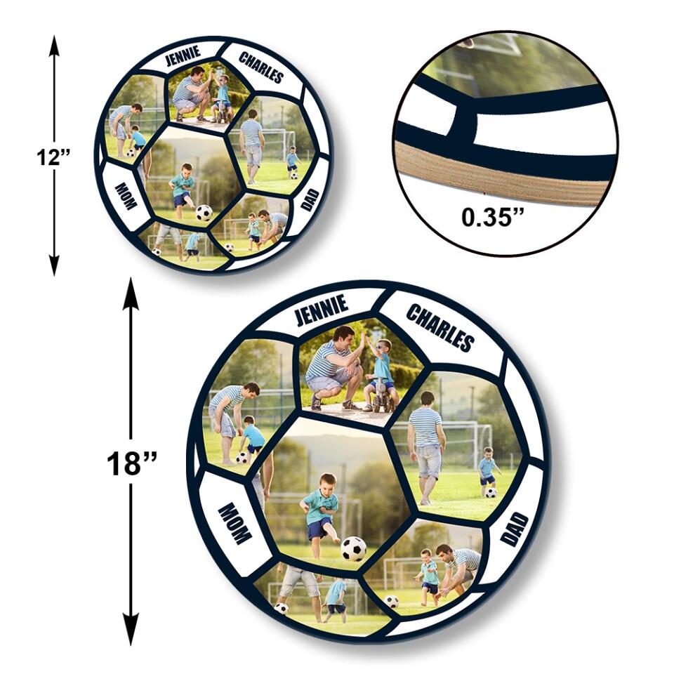 Custom Photo Round Wooden Sign Gift for Football Lovers