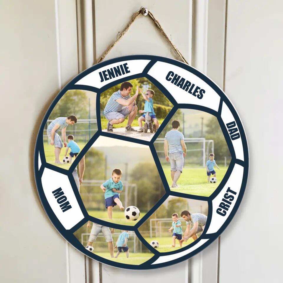 Custom Photo Round Wooden Sign Gift for Football Lovers
