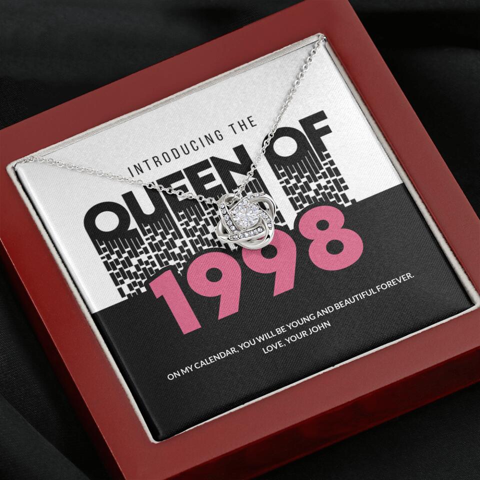Introducing The Queen Of 1998 Personalized Necklace Gift For Girlfriend, Wife