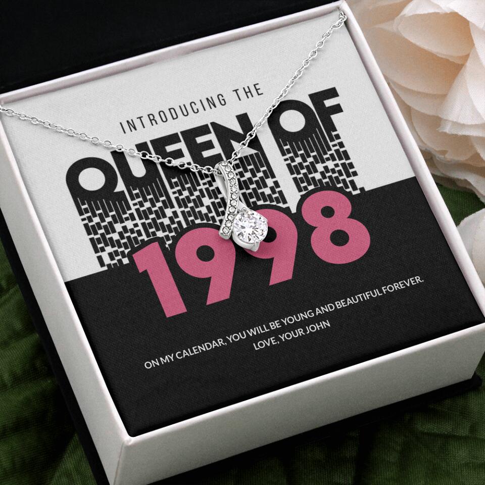 Introducing The Queen Of 1998 Personalized Necklace Gift For Girlfriend, Wife