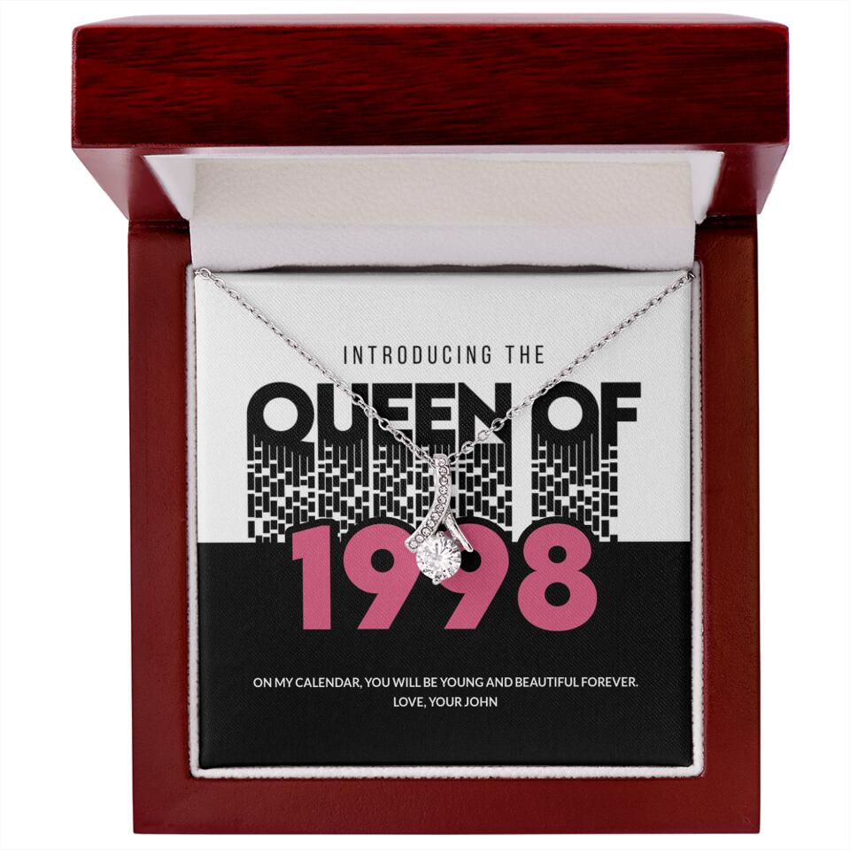 Introducing The Queen Of 1998 Personalized Necklace Gift For Girlfriend, Wife