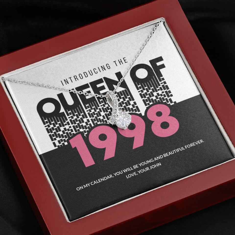 Introducing The Queen Of 1998 Personalized Necklace Gift For Girlfriend, Wife