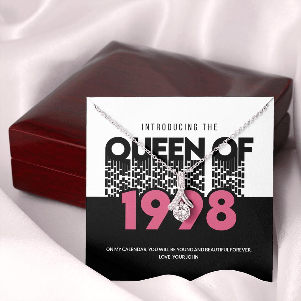 Introducing The Queen Of 1998 Personalized Necklace Gift For Girlfriend, Wife