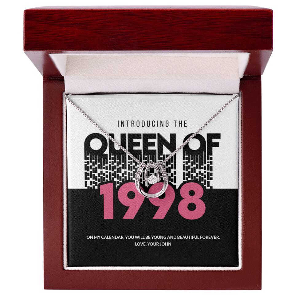 Introducing The Queen Of 1998 Personalized Necklace Gift For Girlfriend, Wife