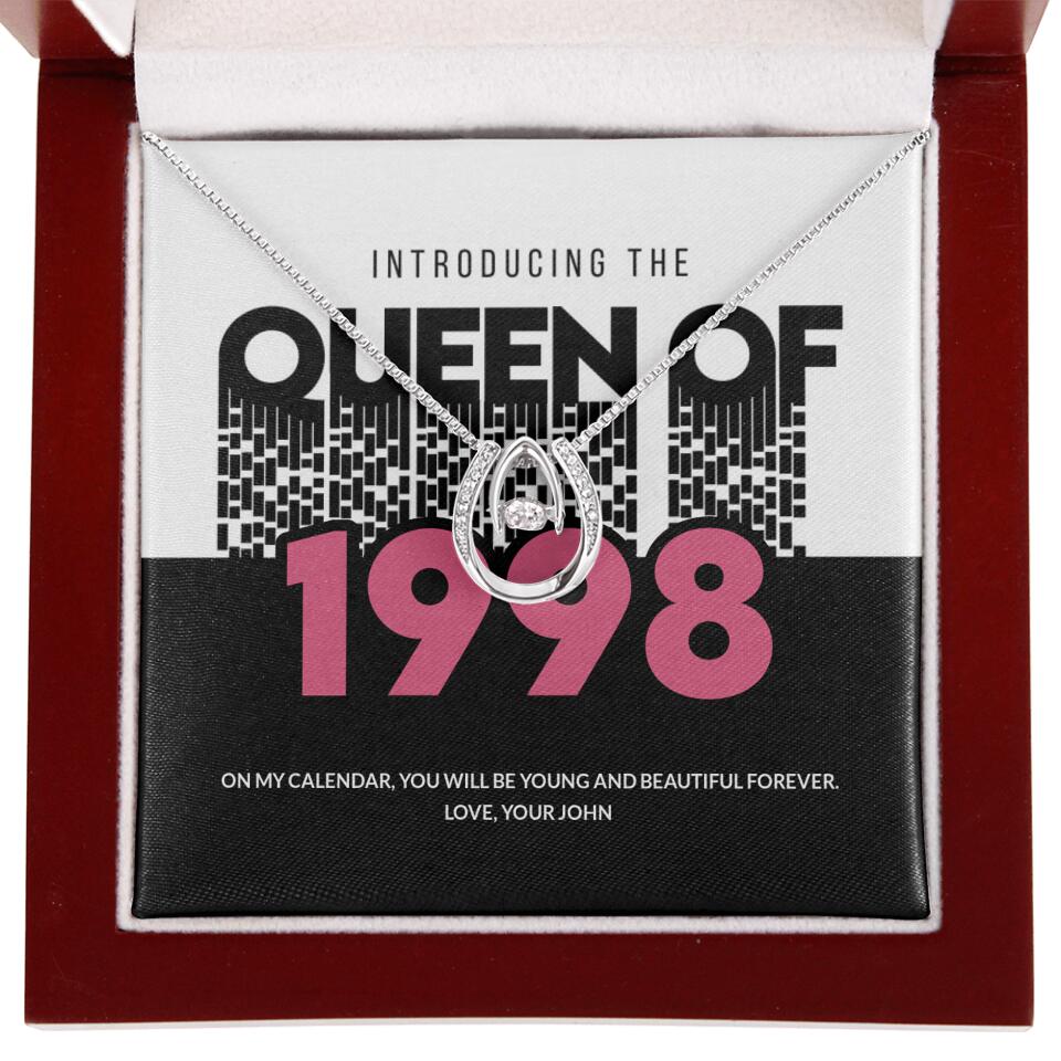 Introducing The Queen Of 1998 Personalized Necklace Gift For Girlfriend, Wife