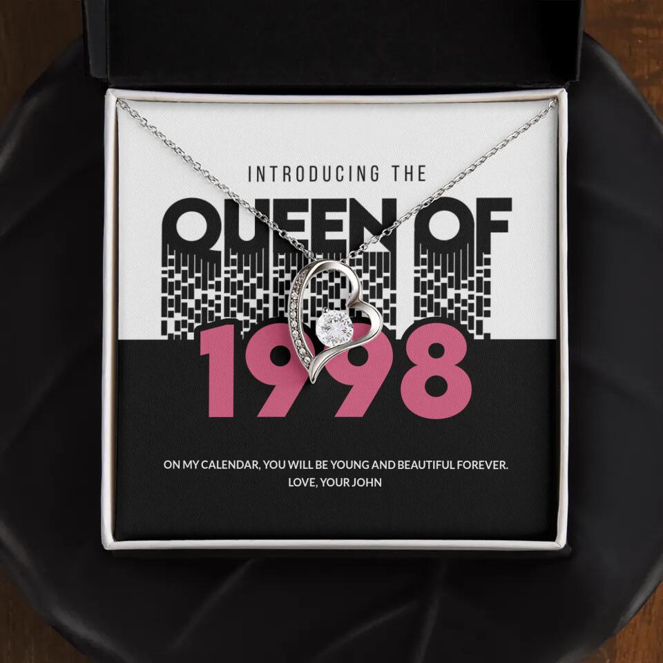 Introducing The Queen Of 1998 Personalized Necklace Gift For Girlfriend, Wife