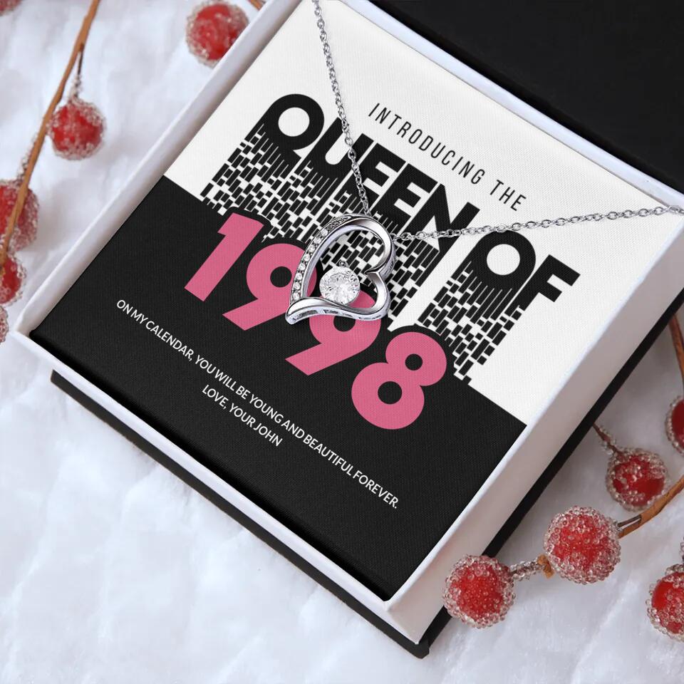 Introducing The Queen Of 1998 Personalized Necklace Gift For Girlfriend, Wife