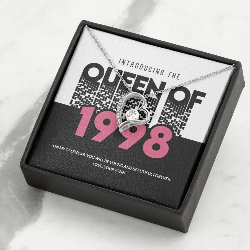 Introducing The Queen Of 1998 Personalized Necklace Gift For Girlfriend, Wife