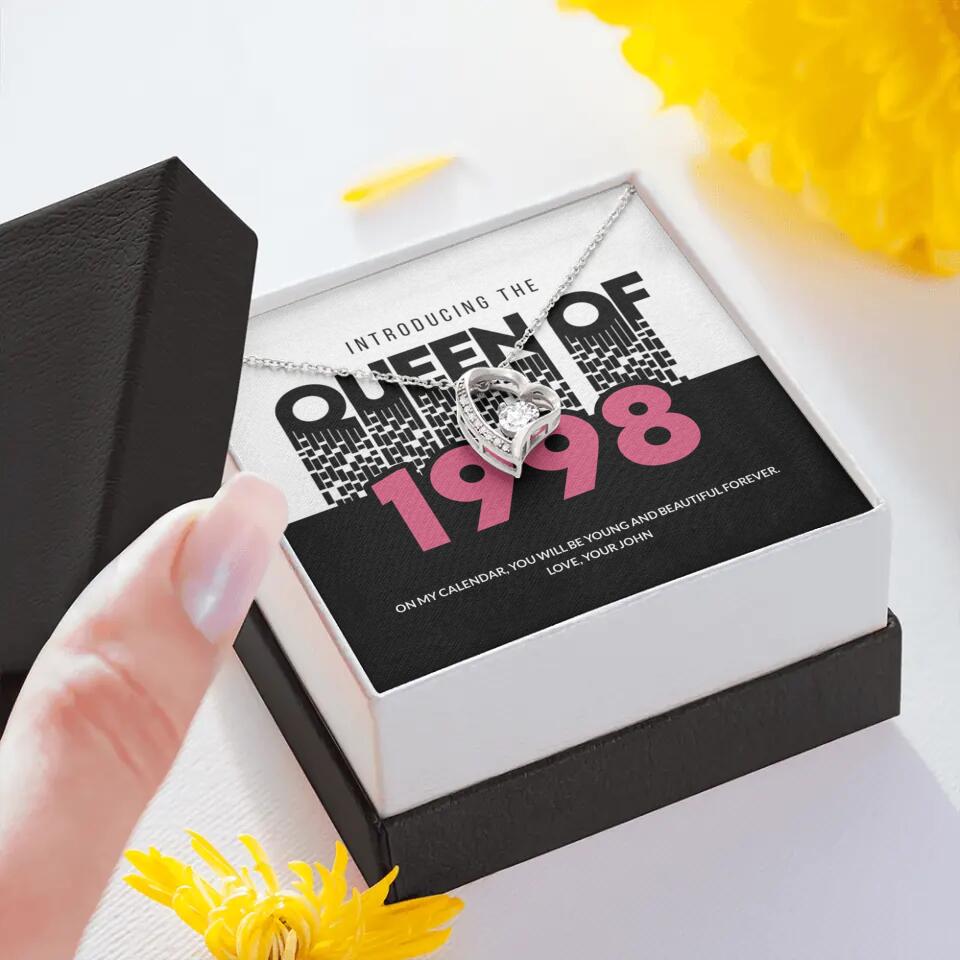 Introducing The Queen Of 1998 Personalized Necklace Gift For Girlfriend, Wife