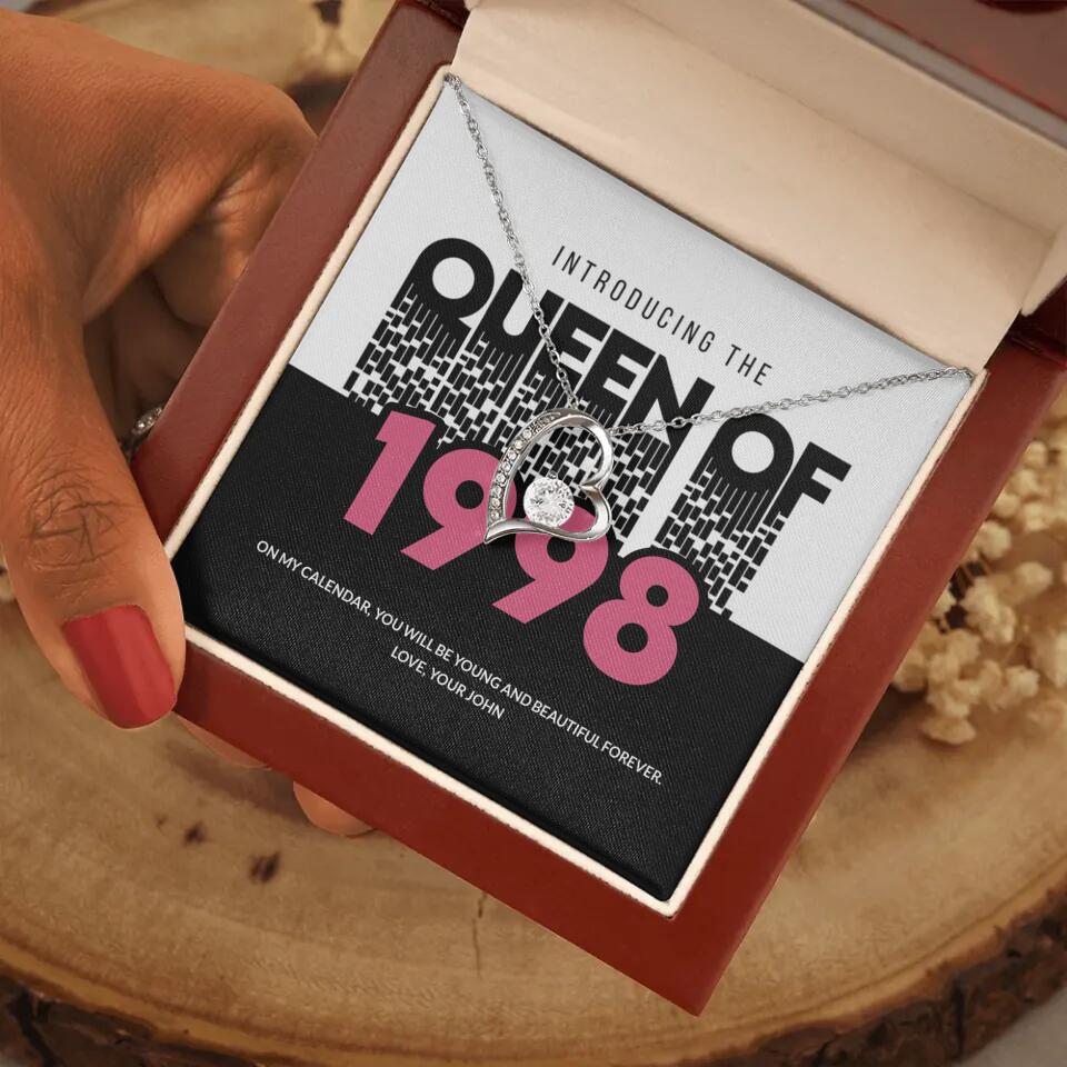 Introducing The Queen Of 1998 Personalized Necklace Gift For Girlfriend, Wife