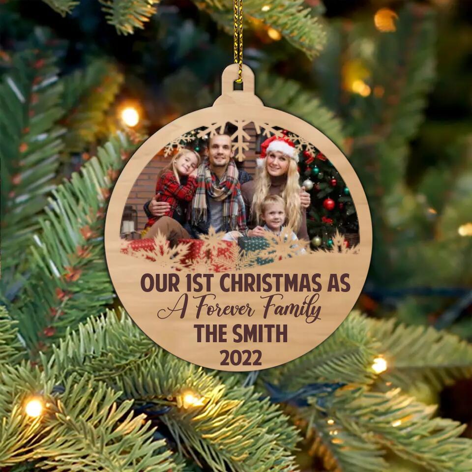 Our First Christmas As A Forever Family - Personalized Mix 2 Layered Ornament - Best Gifts for Her Him On Christmas - 210IHPUNOR380