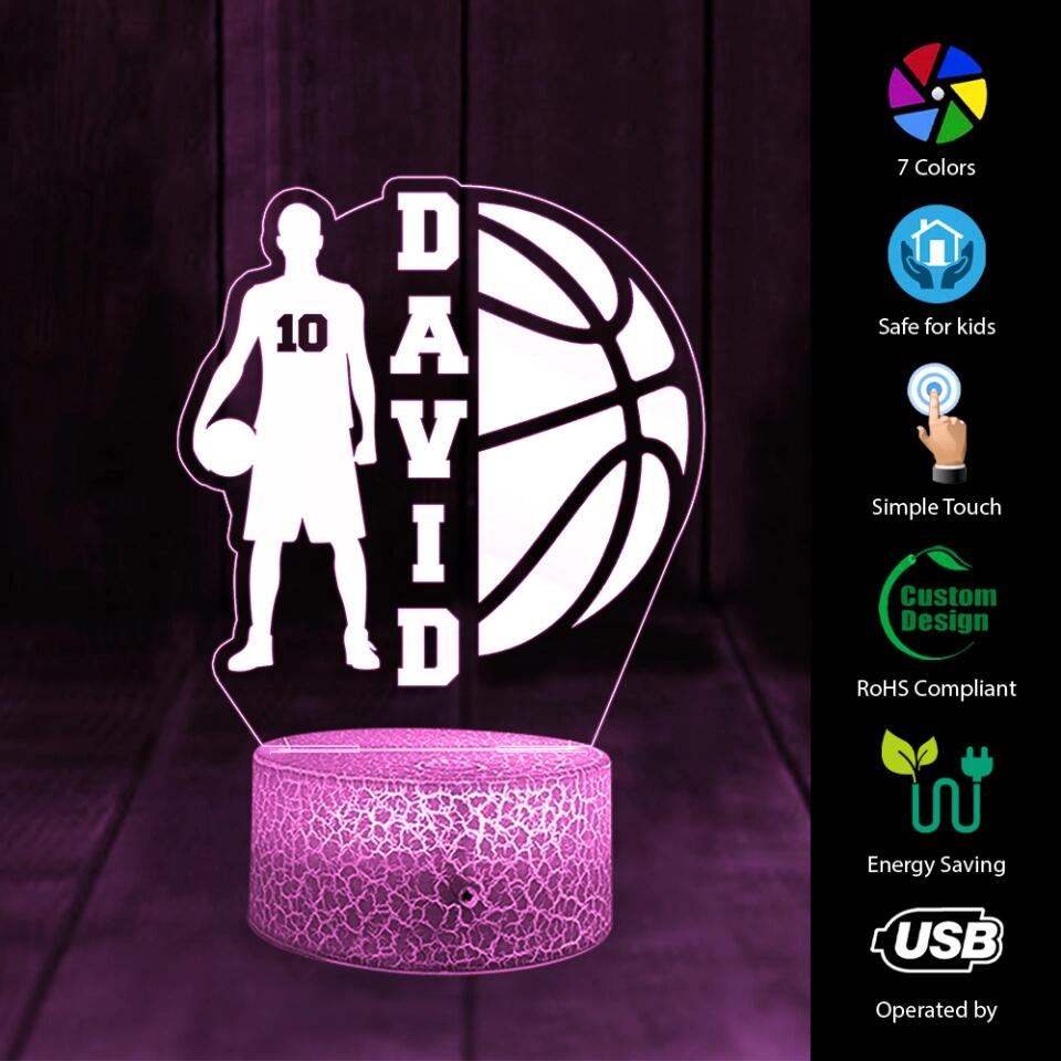 Basketball Player Name with Number - Personalized 3D Led Light