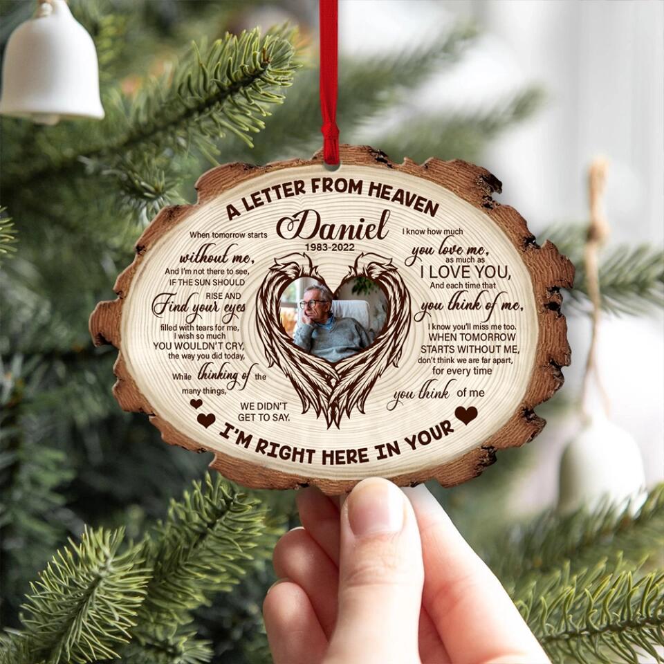 A Letter From Heaven I'm Right Here In Your Heart Personalized Ornament