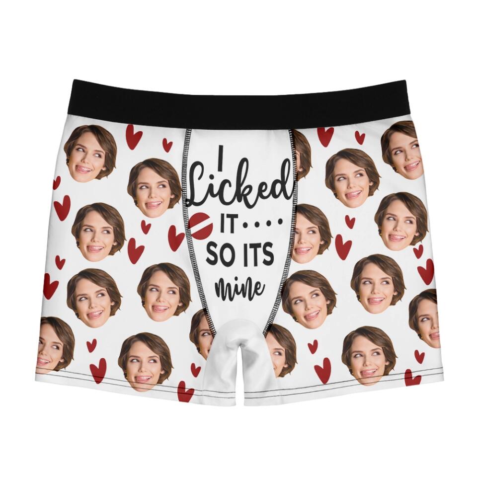 I licked It... So It's Mine - Personalized Men Boxer - Funny Gift For Him