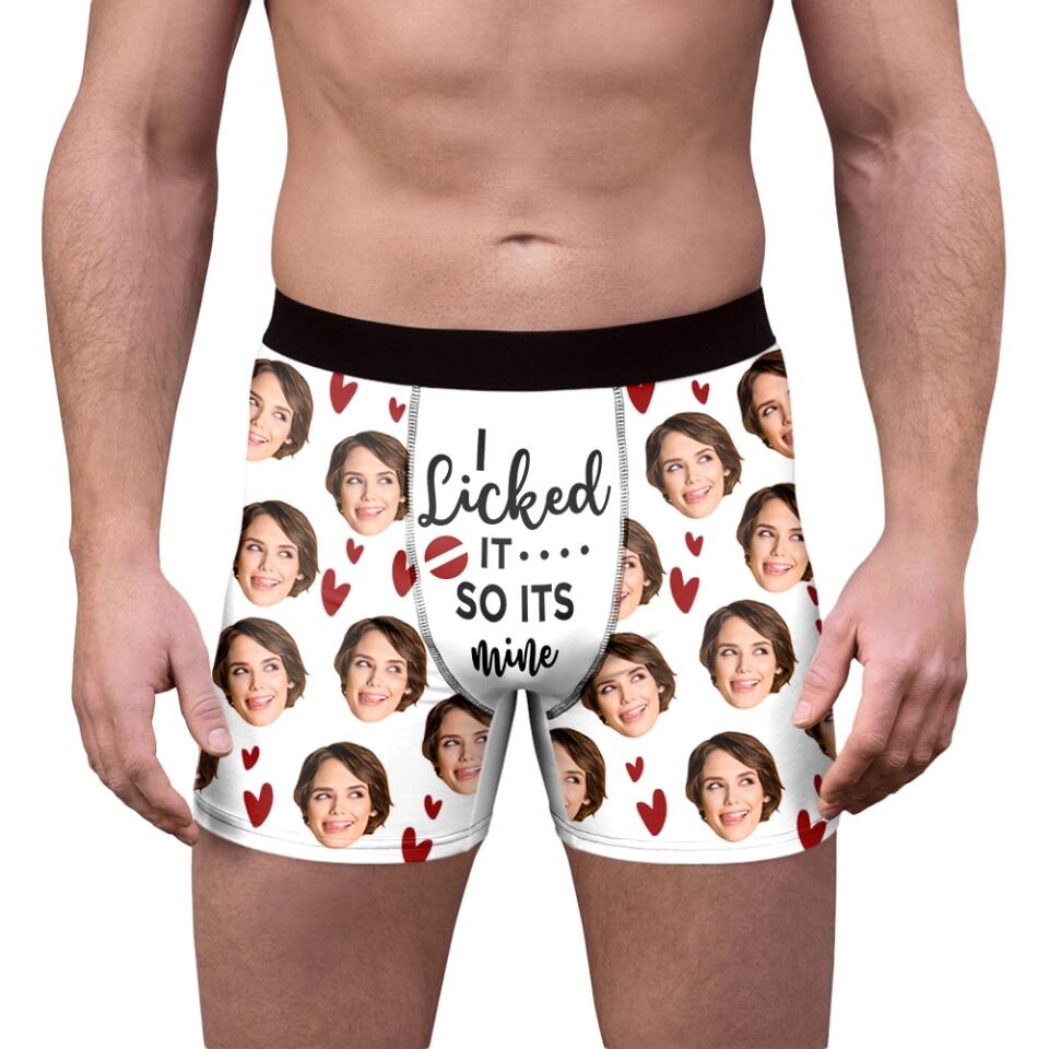 I licked It... So It's Mine - Personalized Men Boxer - Funny Gift For Him