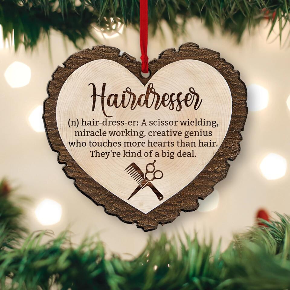 Hairdresser A Scissor Wielding Miracle Working Personalized Wooden Ornament Gift For Hairdresser