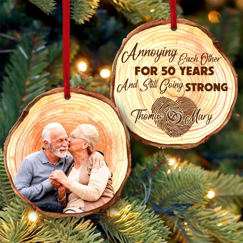 Annoying Each Other For Many Years - Personalized Custom Shape Wooden Ornament - Best Anniversary Gifts for Parents Dad Mom Wife Husband