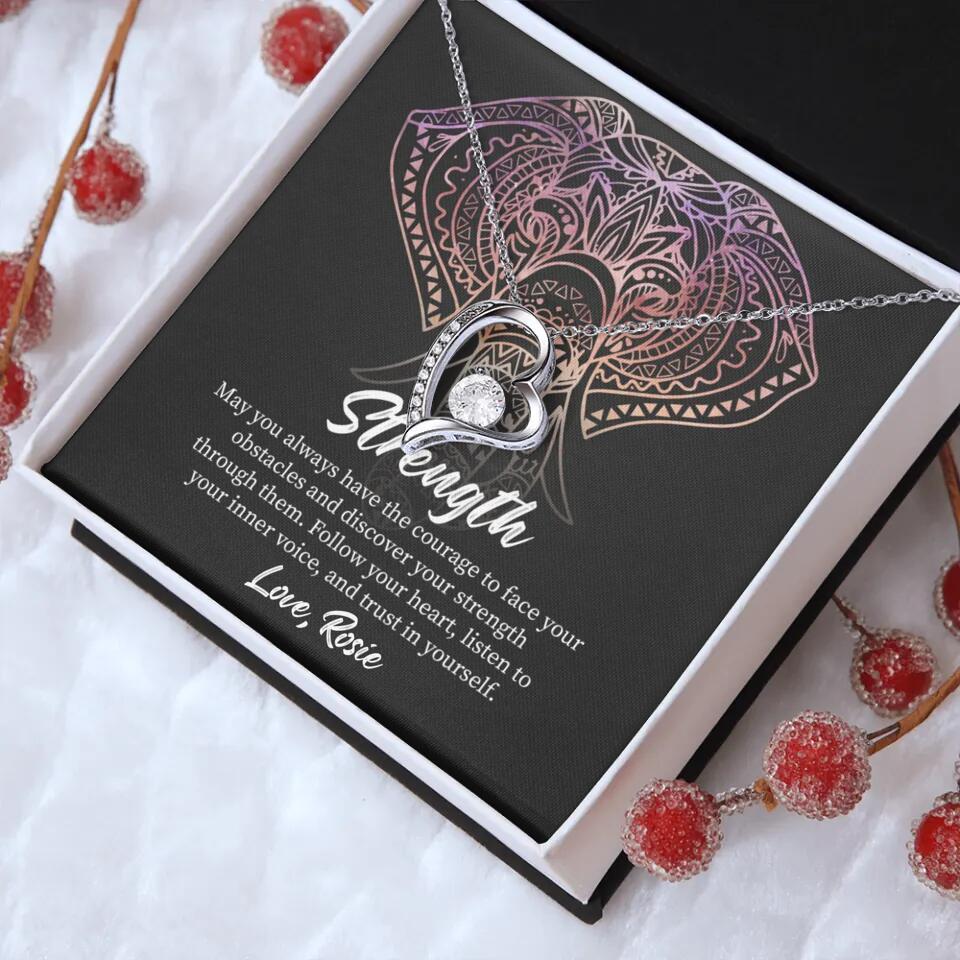 Personalized Valentine Gifts - Strength Follow Your Heart Personalized Necklace Gifts For Her