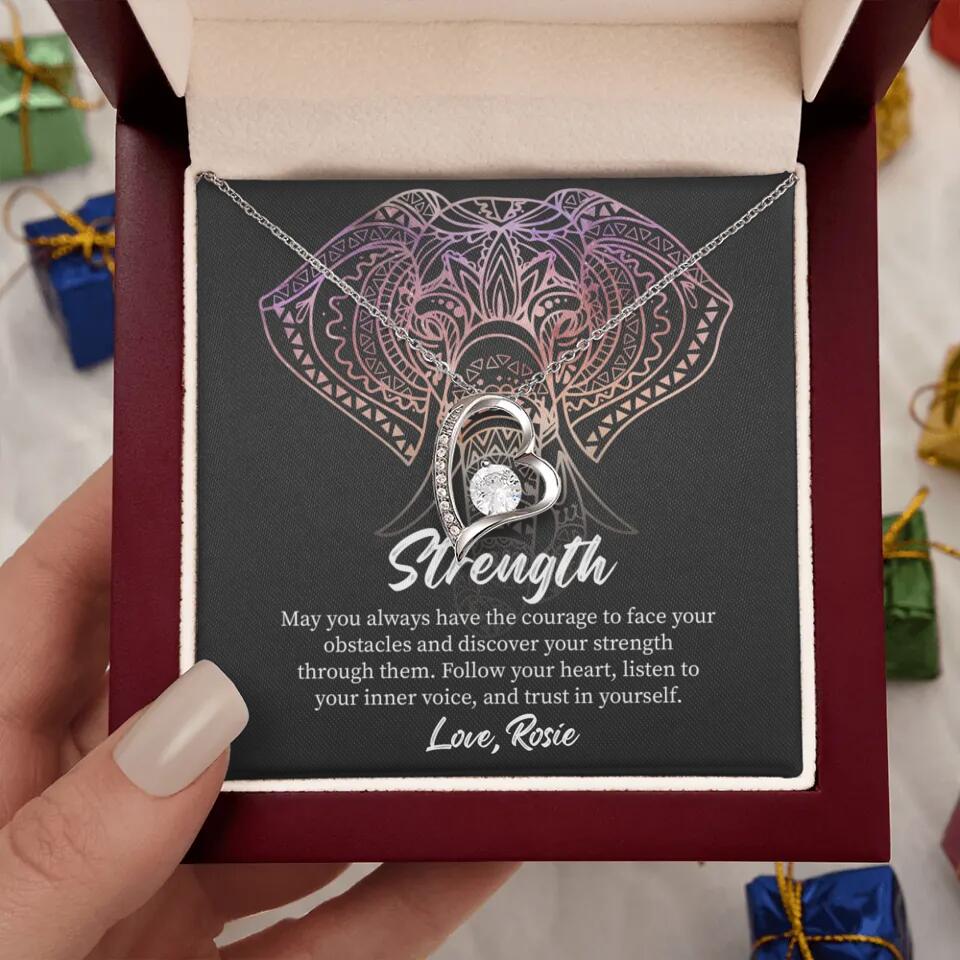 Personalized Valentine Gifts - Strength Follow Your Heart Personalized Necklace Gifts For Her