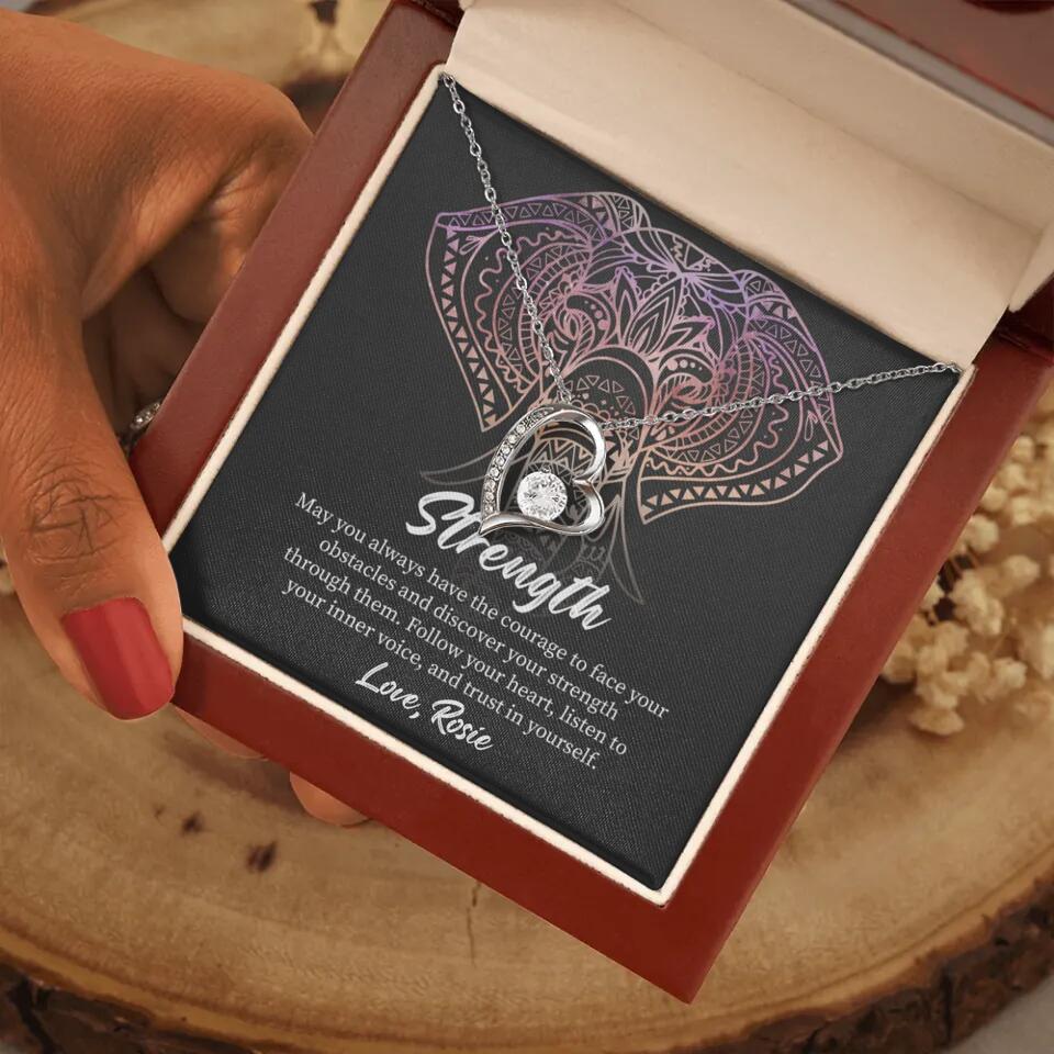 Personalized Valentine Gifts - Strength Follow Your Heart Personalized Necklace Gifts For Her