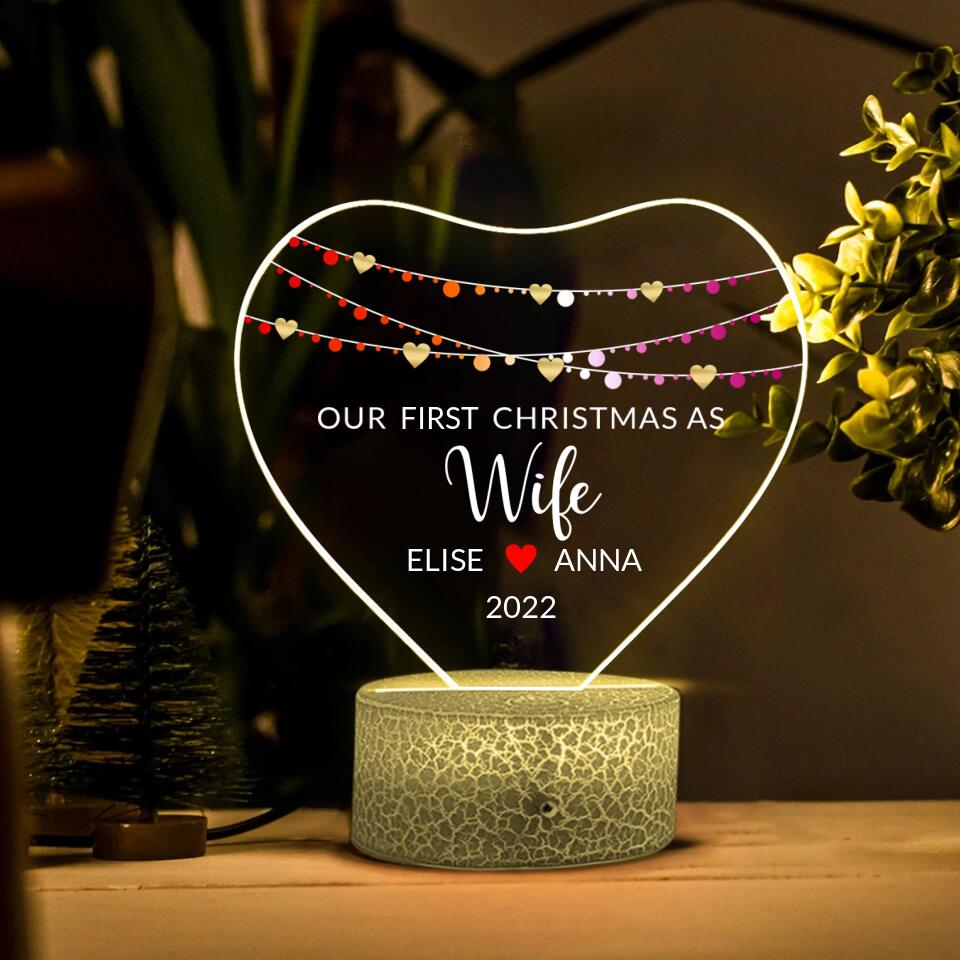 Our First Christmas as Husband/Wife - Personalized Night Light - Christmas Gift