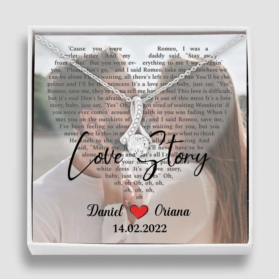 Personalized Valentine Gifts - Love Story - Custom Lyrics Song - Personalized Necklace - Gift For Her
