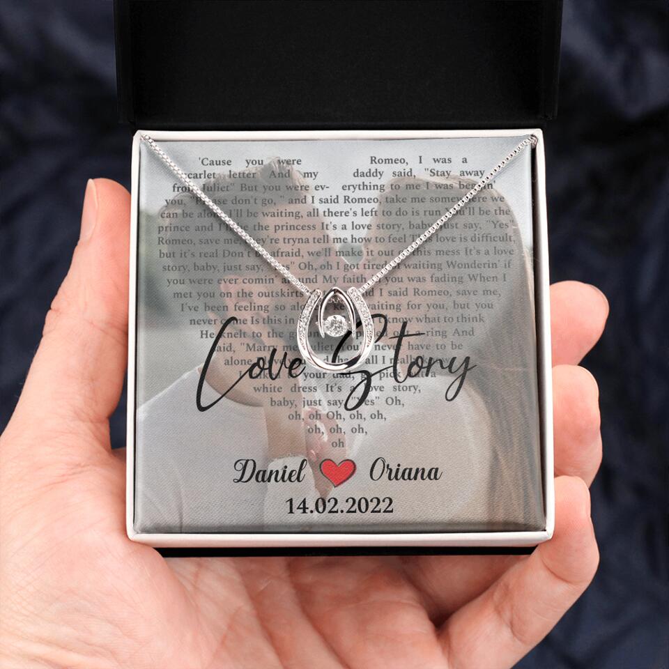 Personalized Valentine Gifts - Love Story - Custom Lyrics Song - Personalized Necklace - Gift For Her