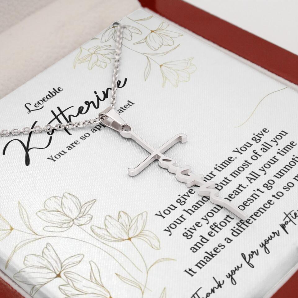 You Give Your Time, You Give Your Hands - Custom Necklace - Thank You Gift for Teacher or Mentor