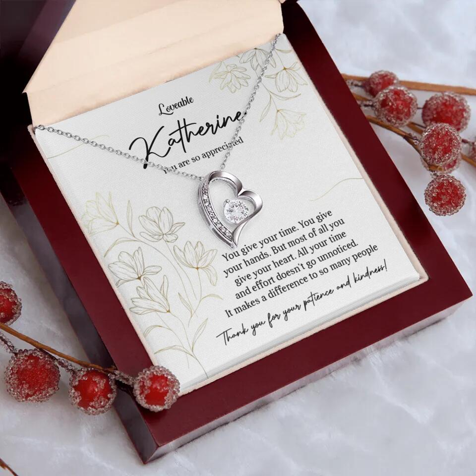 You Give Your Time, You Give Your Hands - Custom Necklace - Thank You Gift for Teacher or Mentor