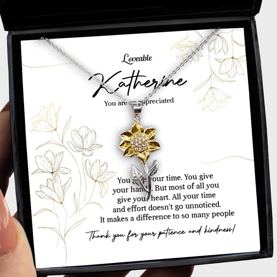 You Give Your Time, You Give Your Hands - Custom Necklace - Thank You Gift for Teacher or Mentor