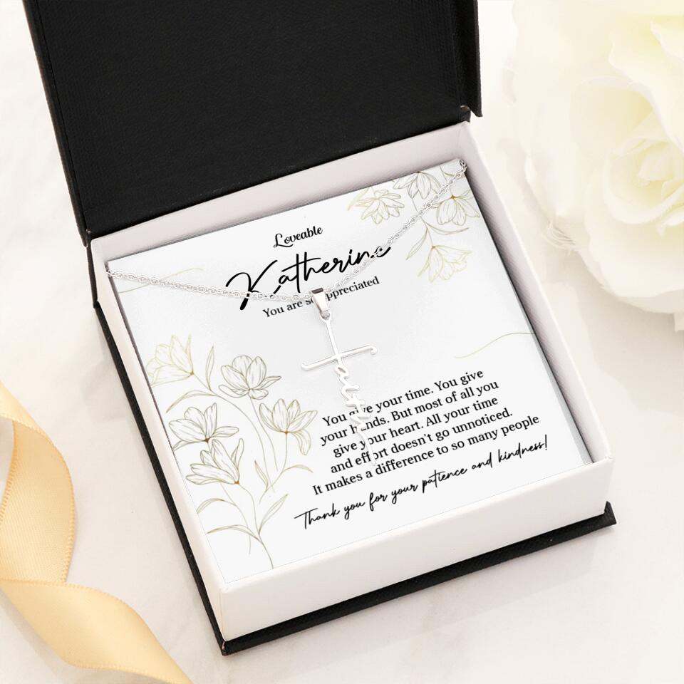 You Give Your Time, You Give Your Hands - Custom Necklace - Thank You Gift for Teacher or Mentor