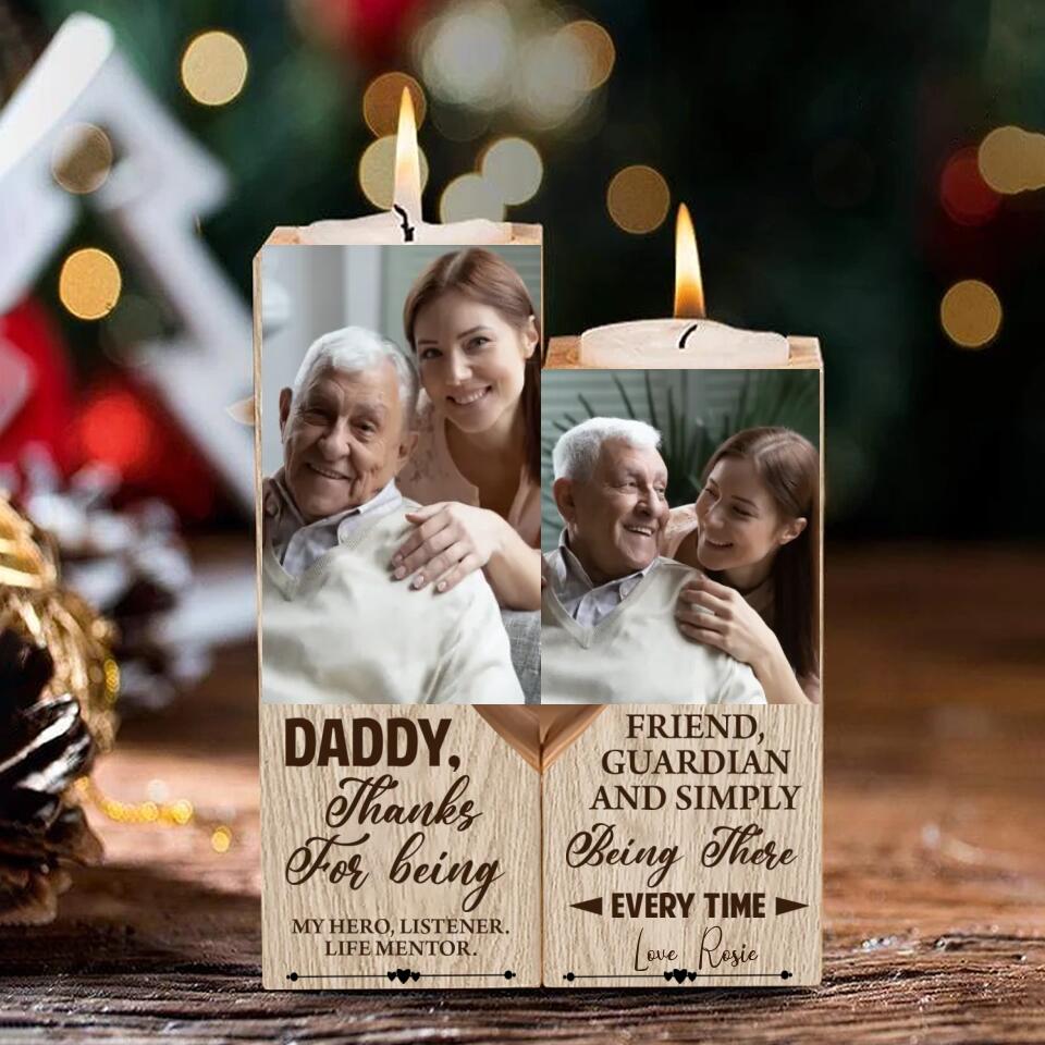 Daddy Thanks for Being my Hero Personalized Candle Holder