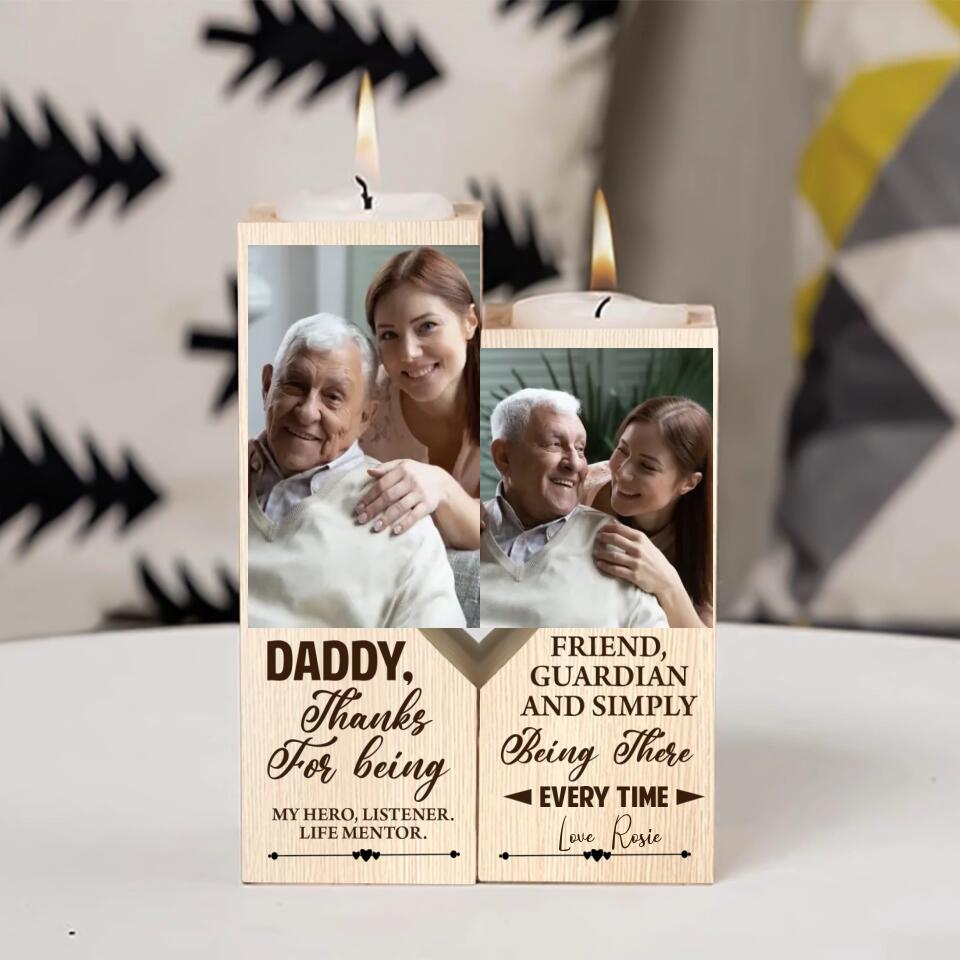 Daddy Thanks for Being my Hero Personalized Candle Holder