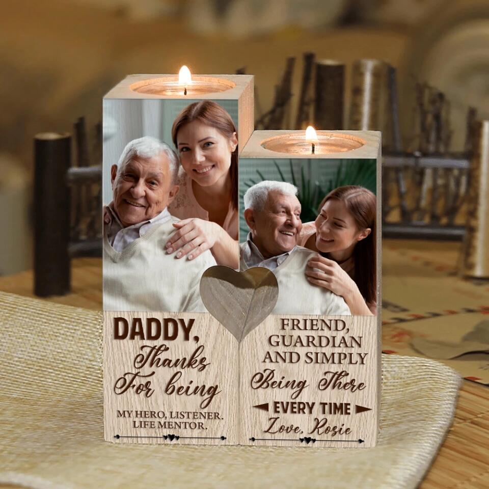 Daddy Thanks for Being my Hero Personalized Candle Holder