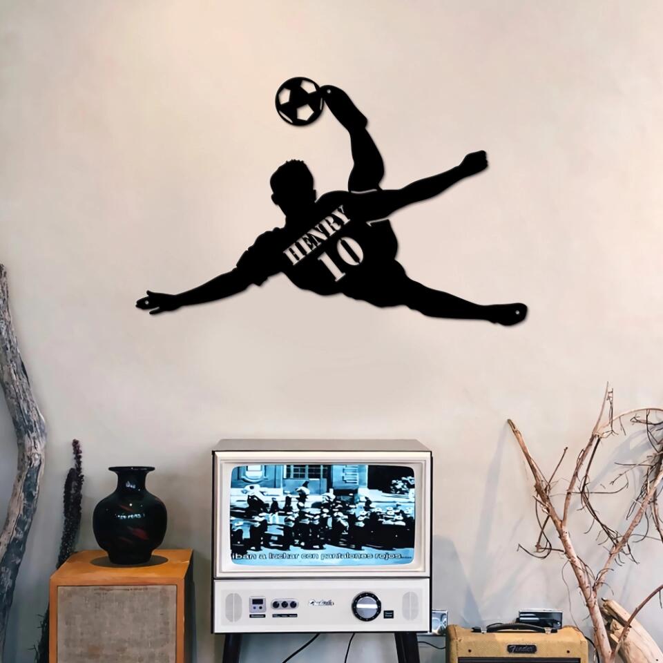 Soccer Wall Decor - Personalized Cut Metal Sign - Custom Name, Number - Gift for Soccer Player