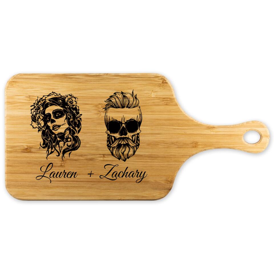 Skull Wooden Cutting Board With Name - Personalized Cutting Board