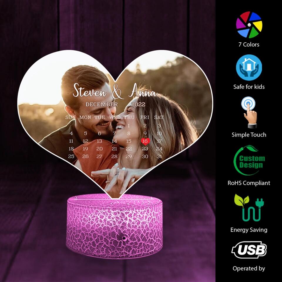 Heart-Shaped Valentine Upload Photo Led Light